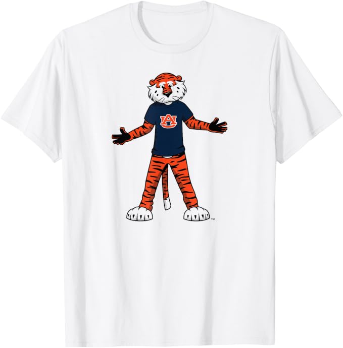 Auburn Tigers Aubie Mascot White Officially Licensed T-Shirt