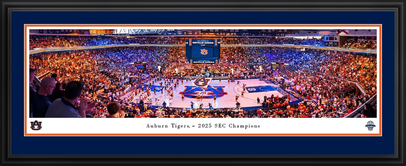 Auburn Basketball Deluxe Framed Print 2025 SEC Champion Panorama