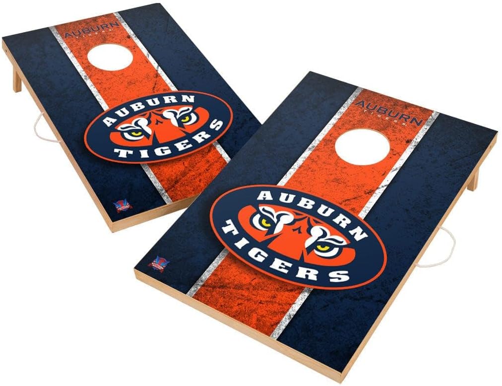 Auburn Tigers 2x4 Solid Wood Cornhole Set, Officially Licensed Corn Hole Boards, Perfect for Tailgates