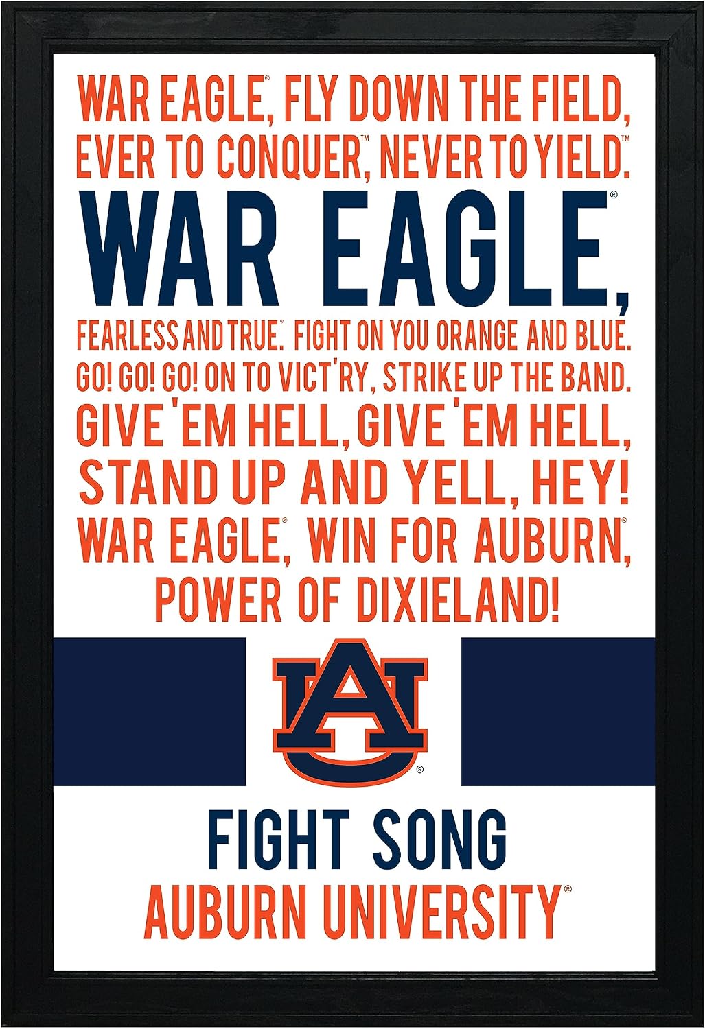 Auburn Tigers Fight Song Poster - Limited Edition Print Art - Officially Licensed