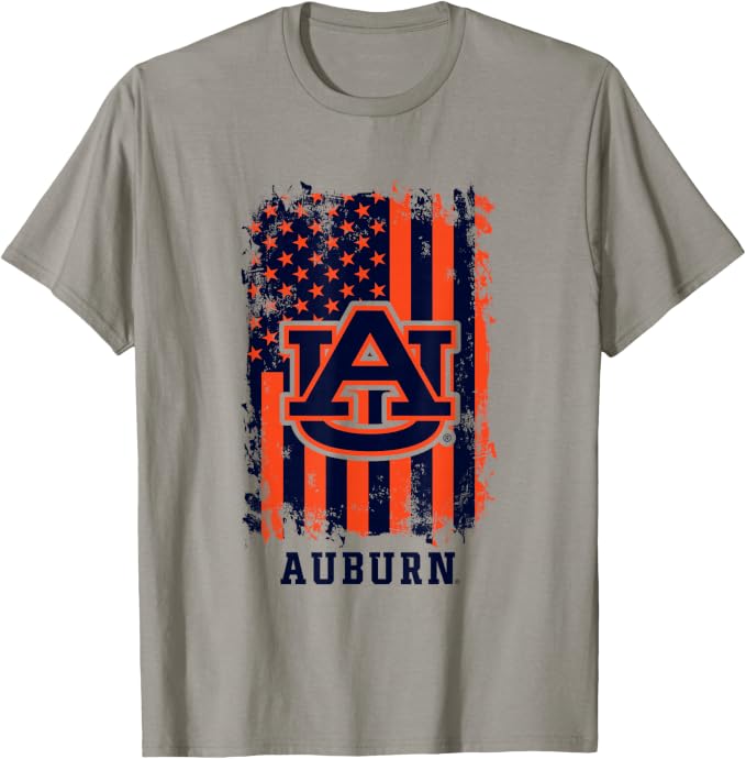 Auburn Tigers Patriotic Retro American Flag T-Shirt