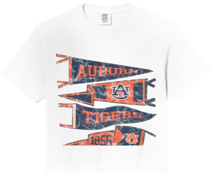 Auburn Distressed Pennants Comfort Colors Crop Top